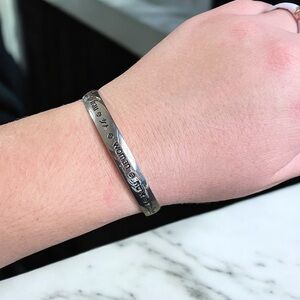 💰Silver Engraved “Woman” Bangle Bracelet